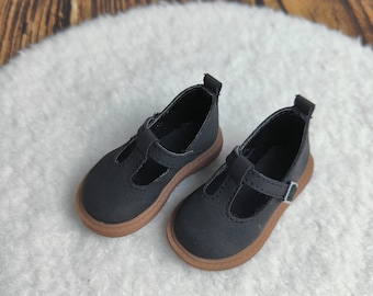 Matte Black Leather BJD Doll Shoes: 1/4 MSD, 1/6 YOSD Sizes