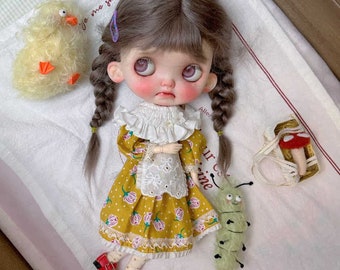 Yellow Doll Dress ,Blythe Doll Dress ,Blythe Doll Clothes Azone OB24 OB22 Body Skirt ,OB24 Doll Clothes,Blythe Outfit
