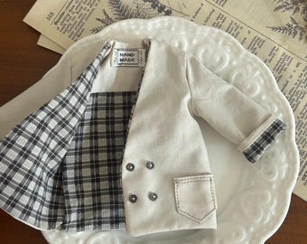 Blythe Doll Blazer Coat - Beige Double-Breasted Jacket Fits Neo Blythe/Pullip