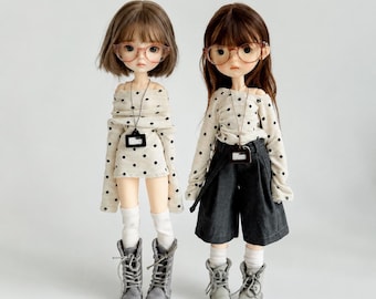 2 Styles Langarmshirts für Blythe Dolls, handgefertigte Casual Puppenkleidung