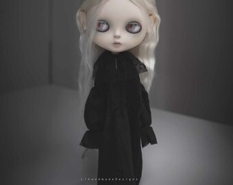 Long Black Blythe Doll Clothes,1/6 Doll Clothes for Azone OB24 OB22 Body Skirt ,OB24 Doll Clothes,Blythe Dress