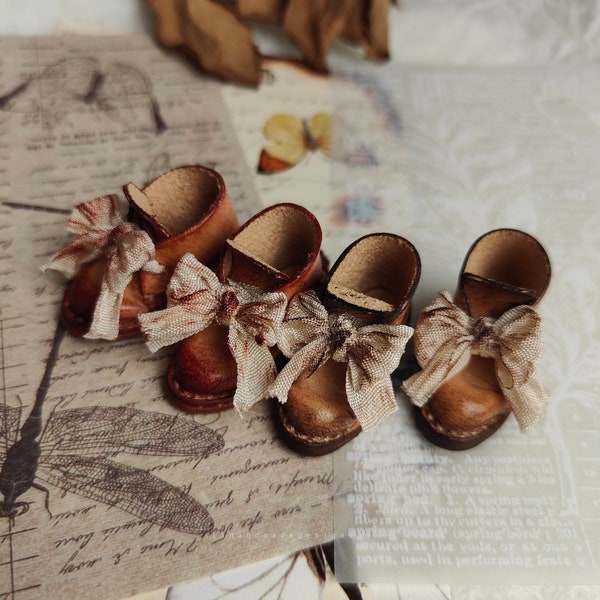 4 Color Vintage Blythe shoes, Neo Blythe Leather Boots,OB22/OB24 leather shoes, Doll leather Shoes, Azone shoes, Miniature shoes