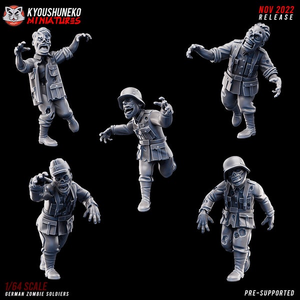 Kyoushuneko 5 X German Zombie Soldiers- Resin-Bolt Action-Chain of Command Etc