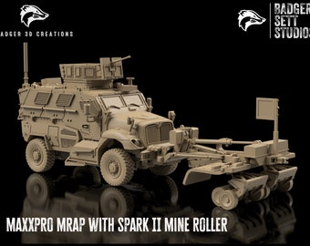 MaxxPro MRAP with SPARK II Mine Roller - Modern Warfare/Wargames - Badger Sett Studios