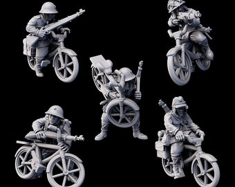 WWII 5 X Japanese Bicycle Infantry  - Bolt Action / Chain of Command Etc.