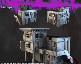 Neocity Building -Multi Story -Multi Part - Cyberpunk/Tabletop/Terrain/Wargaming