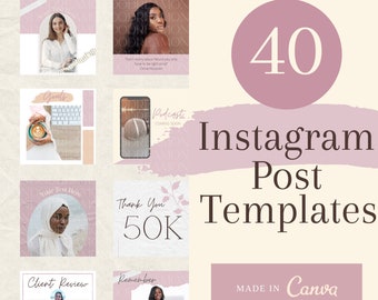 Instagram Post Templates- Using Canva- 40 Instagram Posts for Entrepreneurs, Content Creators, Coaches, Influencers, Business Owners