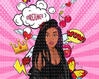 Dreamer Sublimation Design, Clouds, Crown etc.