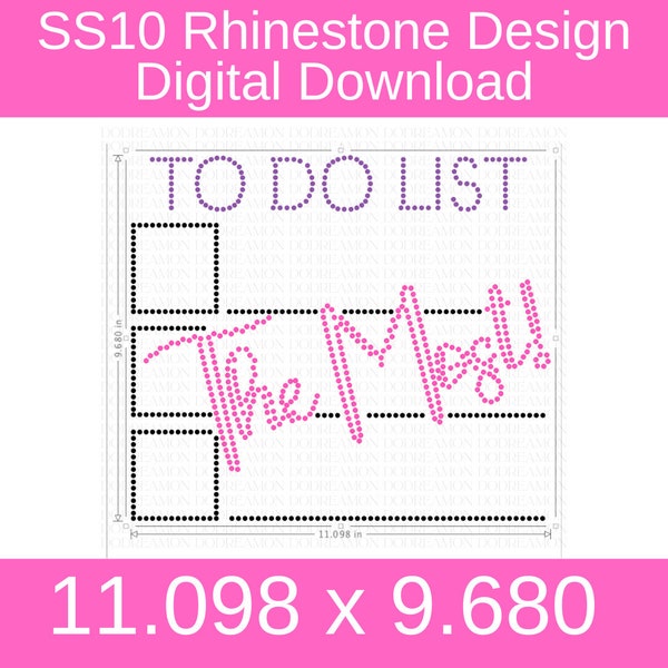 To-Do List THE MOST Rhinestone Template | Bling Template | Hotfix Rhinestone Template Digital Download