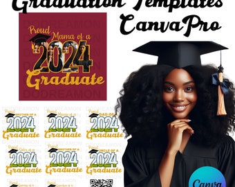2024 Graduation Frame CANVA Template Graduate | Grad | Class of 2024 |  Announcement | Invitation | Fan | Grad PNG