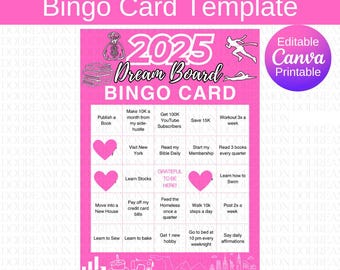 2025 Vision Board Bingo Card Template