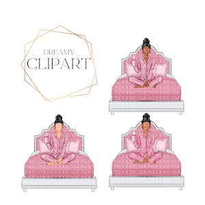 Black Girl Bedroom Set, Relaxing Black Girl, Black Girl Pajamas, Brown Girl Clip Art, Black Girl Clip Art
