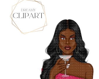 Martini Queen, Boss, Queen, Black Woman Clipart, African American Women Clipart, Black Queen Clipart