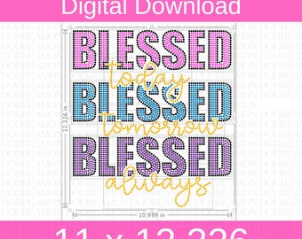 Blessed Rhinestone & SVG Bundle Template DIGITAL Download