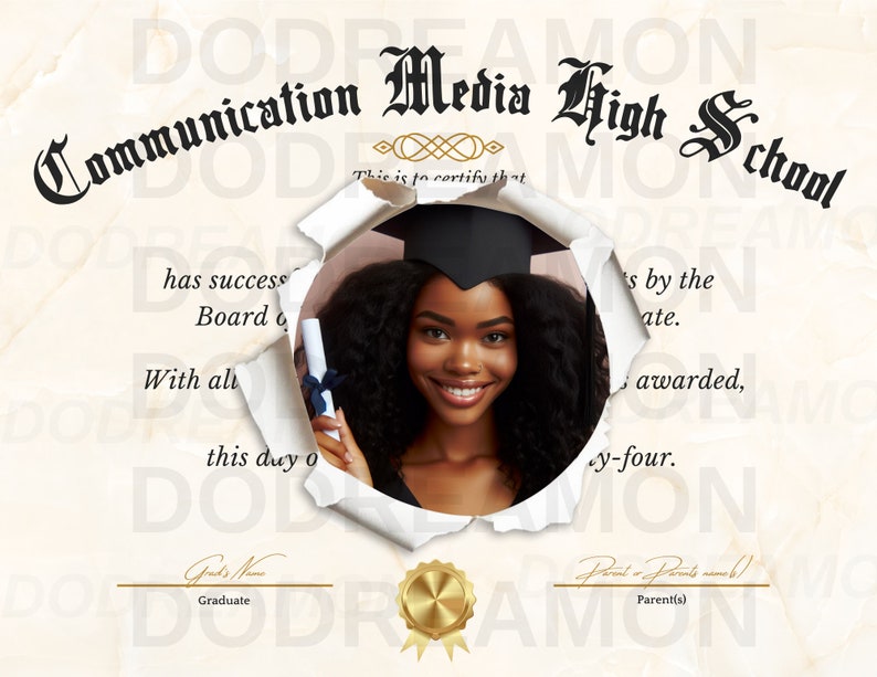 Graduation Diploma Frame CANVA Template Graduate | Grad | Class of 2024 ...
