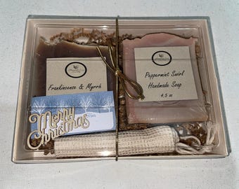 Handcrafted Christmas Soap Gift Box, Vegan Artisan Soaps