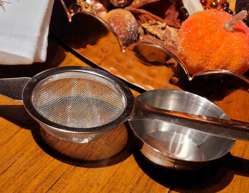Tea Strainer With Drip Cup Etsy