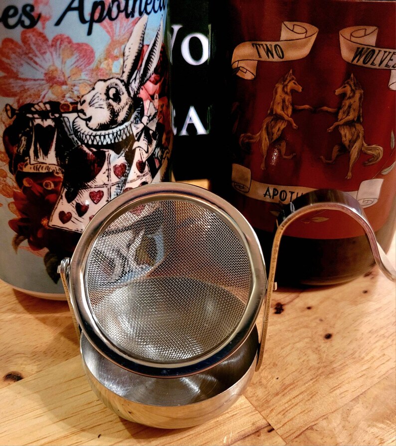 Tea Strainer With Attached Drip Cup Stainless Steel Etsy