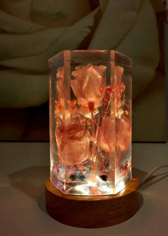 Roses and epoxy resin night lamp best sale