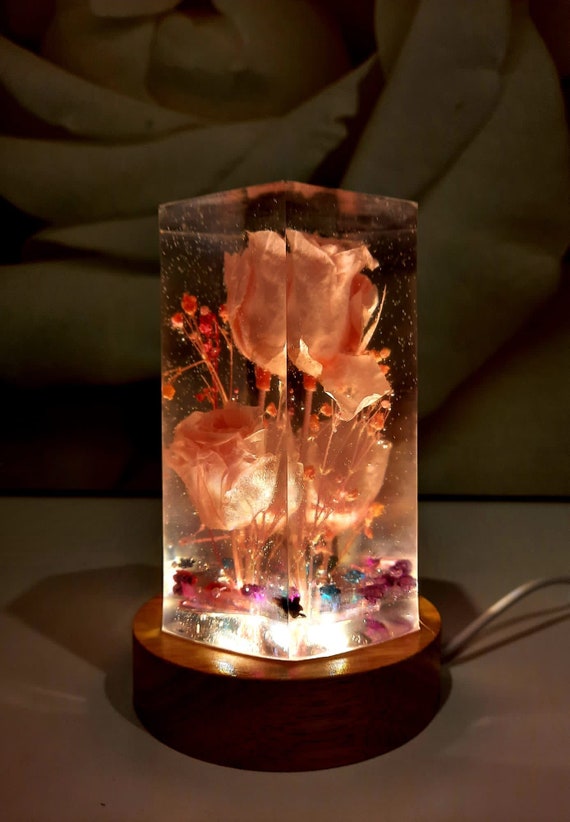 Roses and epoxy resin night lamp online