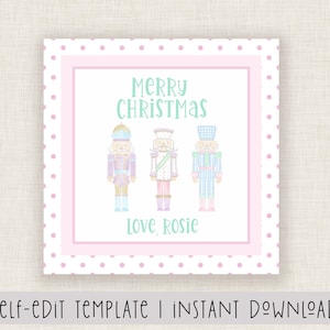 Printable Christmas Gift Tag | Christmas Tag | Christmas Favor Tag Template | Pastel | Nutcrackers