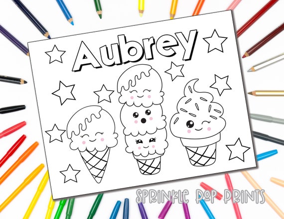 Ice Cream Smiles  Personalized Coloring Page  You Edit