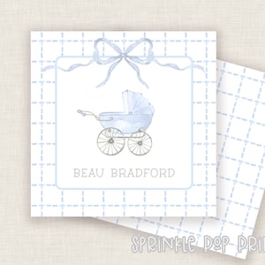 Printable Grandmillenial Gift Tag | Blue Baby Carriage | Printable Enclosure Card | Gift Tag | Custom Cards | Personalized Card Template