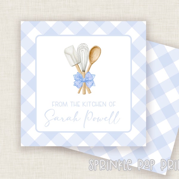 Blue Gingham | From the Kitchen of Card | Printable Enclosure Card | Gift Tag | Custom Cards | Personalized Card Template