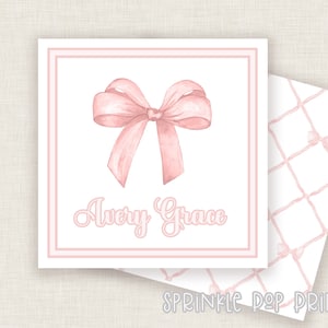 Lazo rosa / Celosía / Diseño / Tarjeta de recinto imprimible / Etiqueta de regalo / Tarjetas personalizadas / Plantilla de tarjeta personalizada