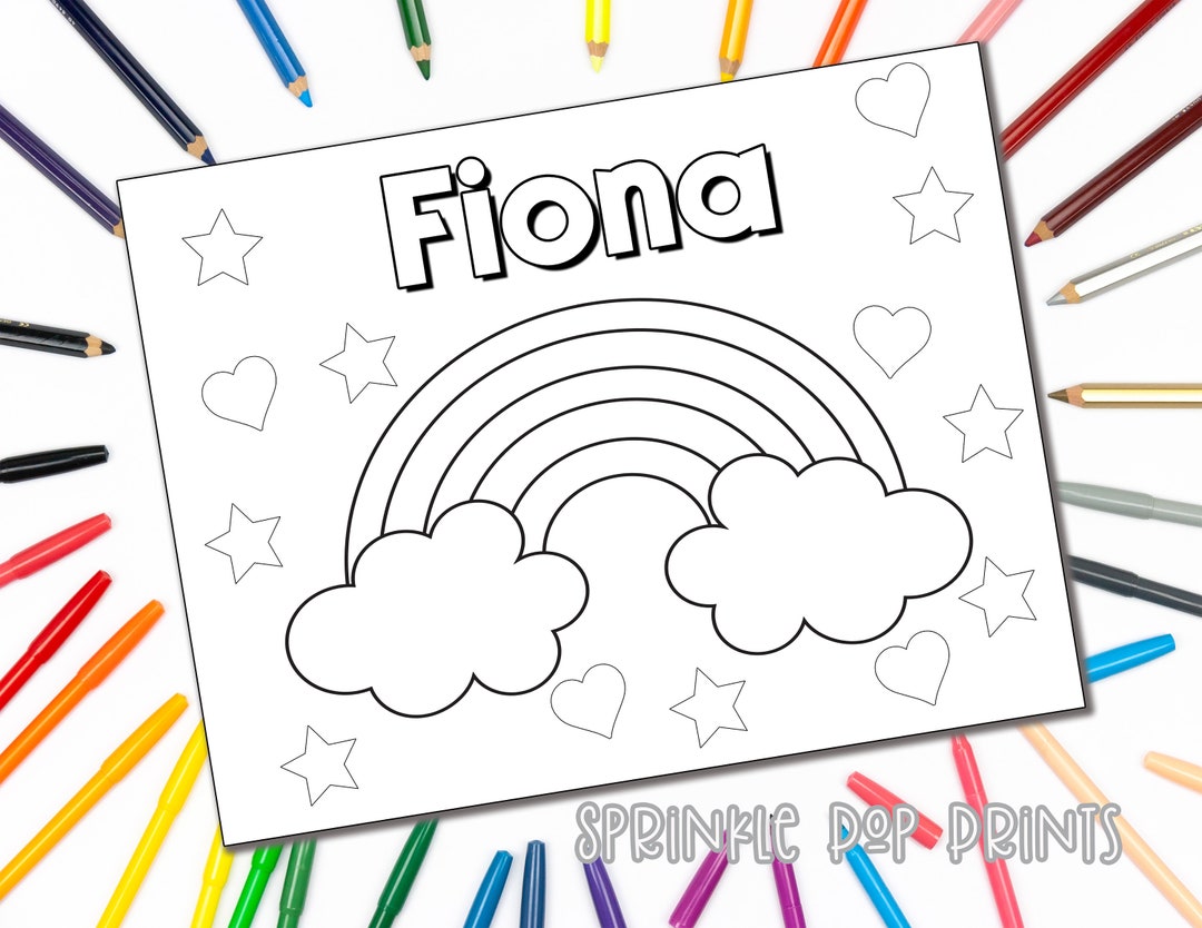 Rainbow  Personalized Coloring Page  You Edit  INSTANT