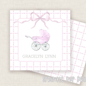Afdrukbare Grandmillenial-cadeaulabel | Roze kinderwagen | Afdrukbare bijlagekaart | Cadeaukaartje | Aangepaste kaarten | Gepersonaliseerde kaartsjabloon