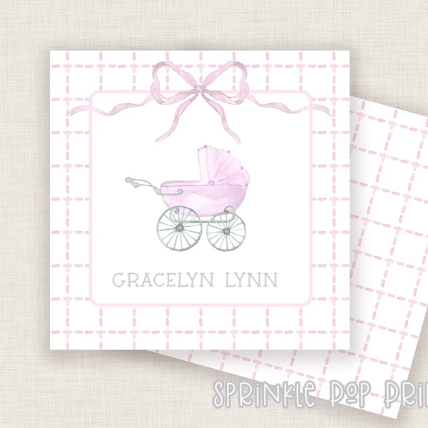 Printable Grandmillenial Gift Tag | Pink Baby Carriage | Printable Enclosure Card | Gift Tag | Custom Cards | Personalized Card Template