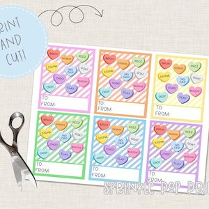 Biglietti di San Valentino con cuoricini di caramelle gergale Gen Alpha stampabili per la scuola / 6 progetti Gen Alpha / Biglietti di San Valentino con marciume cerebrale / Download immediato
