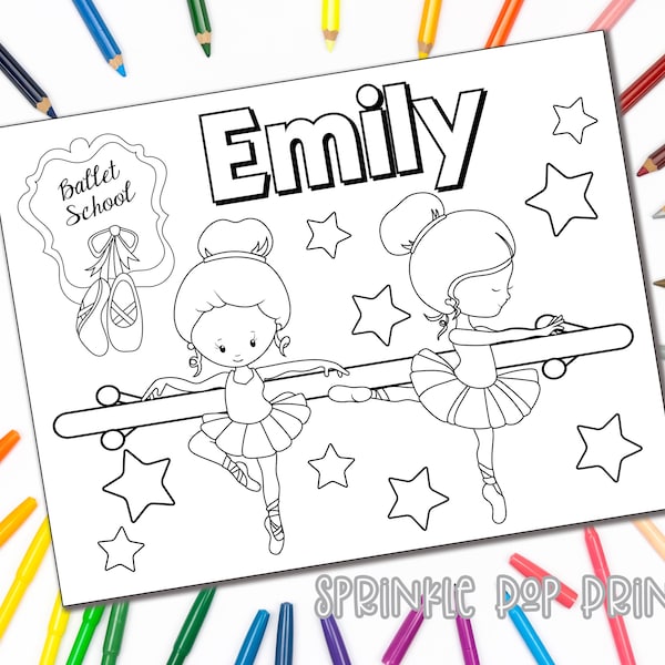 Ballerina | Personalized Coloring Page | You Edit | INSTANT DOWNLOAD | Custom Coloring Book Page | Coloring Pages for Kids | Colouring Page