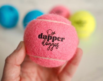 Pallina da tennis giocattolo per cani con fischietto: cani eleganti, colori vivaci