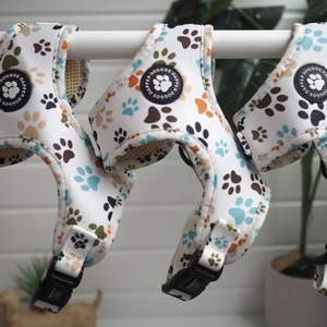Dog Harness paw print design | Dapper Doggos | Perfect Paws | Dog harness and lead set, puppy harness, unisex dog harness, cute dog harness
