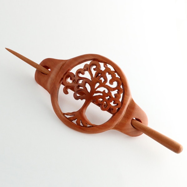 Barrette Wooden Barrette Hairclip Tree of Life Design