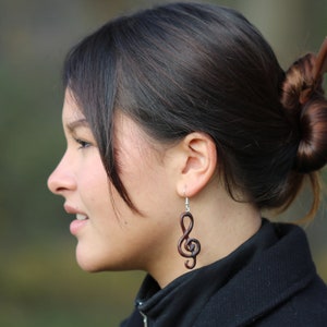 Earrings Music Note Clef Wooden Hanging Earrings Timeless Design