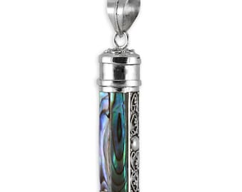 Noble 925 silver with abalone shell pendant bottle to open medallion handmade