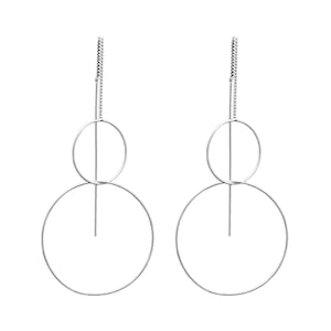 925 Silver Ladies Earrings Dangle Earrings Double Hoop Earrings Handmade image 2