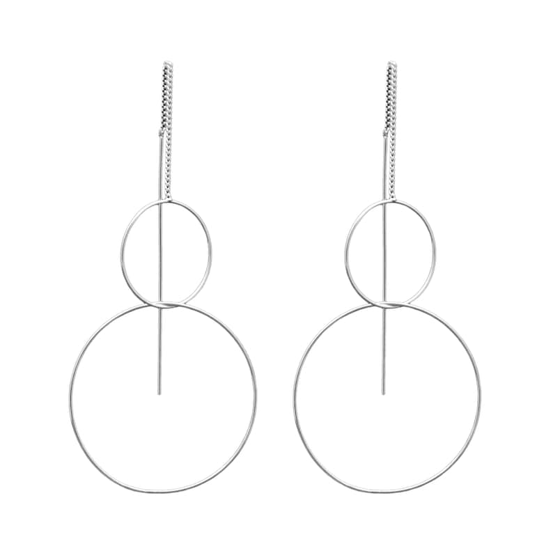 925 Silver Ladies Earrings Dangle Earrings Double Hoop Earrings Handmade image 2