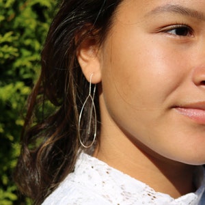 925 Silver Women&#39;s Earrings Drop Hoop Earrings Handmade