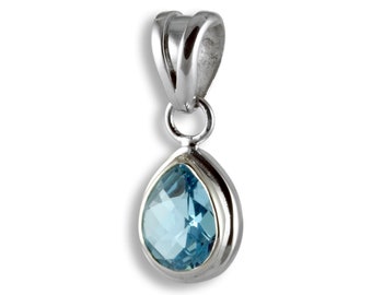 925 Silber und blauer Topas Blautopas Anhänger Kettenanhänger Topaz Blautopaz