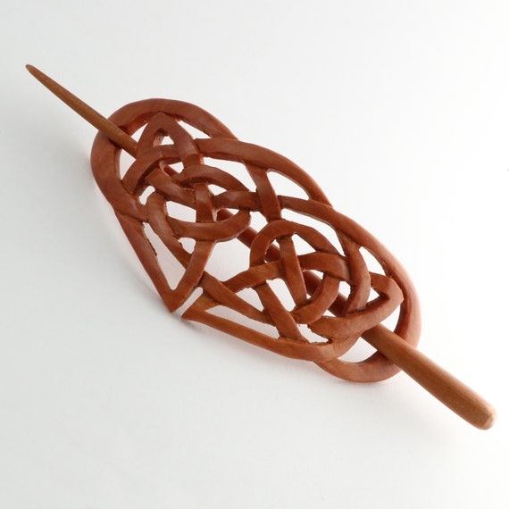 Filigrane Haarspange aus Holz Barrette Hairclip keltisches Design