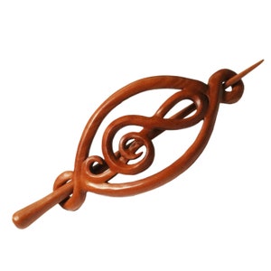 Haarspange aus Holz Barrette Hairclip klassisches zeitloses Notenschlüssel Design