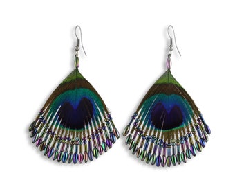 Peacock Feather Earrings Earrings Pendant Design Handmade