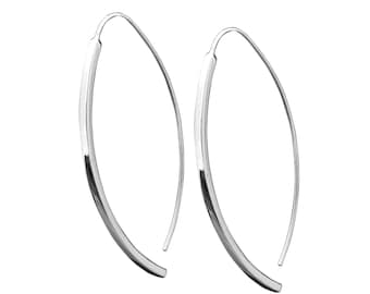 925 Silber Damen Ohrringe Hängeohrringe Durchzieher Halbringe 5,5cm Hoop Earrings Handarbeit