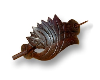 Haarspange aus Holz Barrette Hairclip Lotus Blüte klassisches zeitloses Design