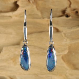 925 Silber Opal Ohrringe Hängeohrringe Ohrhänger Damen 43 mm lang
