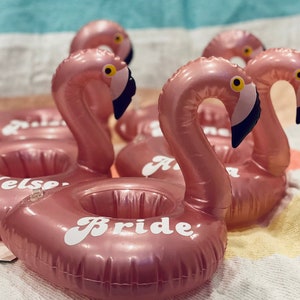 Flamingo Pool Float Drink Holders - Rose Gold - Bachelorette Party, Birthday Party, Last Flamingle Personalized for you!